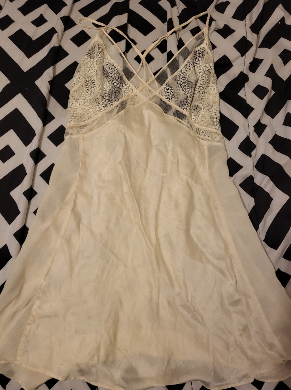 Calvin Klien Y2K Ivory "Babydoll" Lace-Trim Slip Dress - Women Intimates Size s